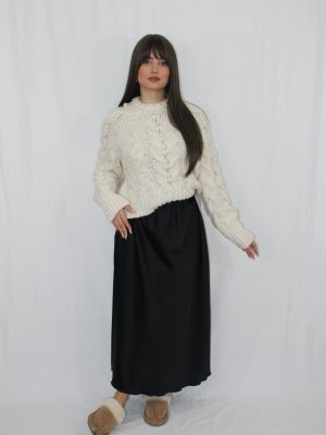 jupe longue satinée noire